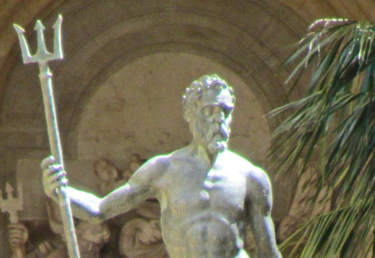 Bronze statue of Neptune holding a trident